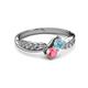 3 - Nicia Aquamarine and Pink Tourmaline with Side Diamonds Bypass Ring 