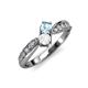 4 - Nicia Aquamarine and White Sapphire with Side Diamonds Bypass Ring 