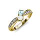 4 - Nicia Aquamarine and White Sapphire with Side Diamonds Bypass Ring 
