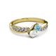 3 - Nicia Aquamarine and White Sapphire with Side Diamonds Bypass Ring 