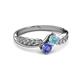 3 - Nicia Aquamarine and Tanzanite with Side Diamonds Bypass Ring 