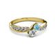 3 - Nicia Aquamarine and Diamond with Side Diamonds Bypass Ring 