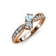 4 - Nicia Aquamarine and Diamond with Side Diamonds Bypass Ring 