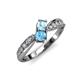 4 - Nicia Aquamarine and Blue Topaz with Side Diamonds Bypass Ring 