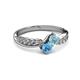 3 - Nicia Aquamarine and Blue Topaz with Side Diamonds Bypass Ring 