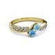 3 - Nicia Aquamarine and Blue Topaz with Side Diamonds Bypass Ring 