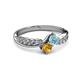 3 - Nicia Aquamarine and Citrine with Side Diamonds Bypass Ring 