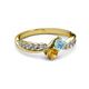 3 - Nicia Aquamarine and Citrine with Side Diamonds Bypass Ring 