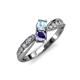 4 - Nicia Aquamarine and Iolite with Side Diamonds Bypass Ring 