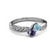 3 - Nicia Aquamarine and Iolite with Side Diamonds Bypass Ring 