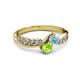3 - Nicia Aquamarine and Peridot with Side Diamonds Bypass Ring 