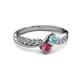 3 - Nicia Aquamarine and Rhodolite Garnet with Side Diamonds Bypass Ring 