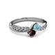 3 - Nicia Aquamarine and Red Garnet with Side Diamonds Bypass Ring 