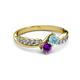 3 - Nicia Aquamarine and Amethyst with Side Diamonds Bypass Ring 