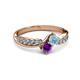 3 - Nicia Aquamarine and Amethyst with Side Diamonds Bypass Ring 