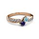 3 - Nicia Aquamarine and Blue Sapphire with Side Diamonds Bypass Ring 