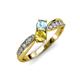 4 - Nicia Aquamarine and Yellow Sapphire with Side Diamonds Bypass Ring 