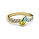 3 - Nicia Aquamarine and Yellow Sapphire with Side Diamonds Bypass Ring 