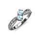 4 - Nicia Aquamarine with Side Diamonds Bypass Ring 