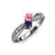 4 - Nicia Pink Tourmaline and Blue Sapphire with Side Diamonds Bypass Ring 