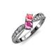 4 - Nicia Pink Tourmaline and Pink Sapphire with Side Diamonds Bypass Ring 