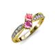 4 - Nicia Pink Tourmaline and Pink Sapphire with Side Diamonds Bypass Ring 
