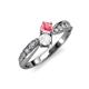 4 - Nicia Pink Tourmaline and White Sapphire with Side Diamonds Bypass Ring 
