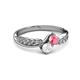 3 - Nicia Pink Tourmaline and White Sapphire with Side Diamonds Bypass Ring 