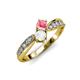 4 - Nicia Pink Tourmaline and White Sapphire with Side Diamonds Bypass Ring 
