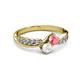 3 - Nicia Pink Tourmaline and White Sapphire with Side Diamonds Bypass Ring 