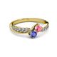 3 - Nicia Pink Tourmaline and Tanzanite with Side Diamonds Bypass Ring 