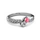 3 - Nicia Pink Tourmaline and Diamond with Side Diamonds Bypass Ring 