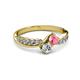 3 - Nicia Pink Tourmaline and Diamond with Side Diamonds Bypass Ring 