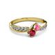 3 - Nicia Pink Tourmaline and Ruby with Side Diamonds Bypass Ring 