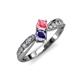 4 - Nicia Pink Tourmaline and Iolite with Side Diamonds Bypass Ring 