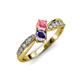 4 - Nicia Pink Tourmaline and Iolite with Side Diamonds Bypass Ring 