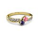 3 - Nicia Pink Tourmaline and Iolite with Side Diamonds Bypass Ring 