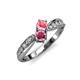 4 - Nicia Pink Tourmaline and Rhodolite Garnet with Side Diamonds Bypass Ring 