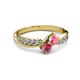 3 - Nicia Pink Tourmaline and Rhodolite Garnet with Side Diamonds Bypass Ring 