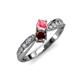 4 - Nicia Pink Tourmaline and Red Garnet with Side Diamonds Bypass Ring 
