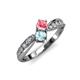 4 - Nicia Pink Tourmaline and Aquamarine with Side Diamonds Bypass Ring 