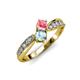4 - Nicia Pink Tourmaline and Aquamarine with Side Diamonds Bypass Ring 