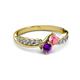 3 - Nicia Pink Tourmaline and Amethyst with Side Diamonds Bypass Ring 