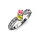 4 - Nicia Pink Tourmaline and Yellow Sapphire with Side Diamonds Bypass Ring 
