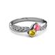 3 - Nicia Pink Tourmaline and Yellow Sapphire with Side Diamonds Bypass Ring 