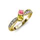 4 - Nicia Pink Tourmaline and Yellow Sapphire with Side Diamonds Bypass Ring 