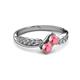3 - Nicia Pink Tourmaline with Side Diamonds Bypass Ring 