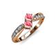 4 - Nicia Pink Tourmaline with Side Diamonds Bypass Ring 
