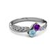 3 - Nicia Amethyst and Aquamarine with Side Diamonds Bypass Ring 