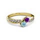 3 - Nicia Amethyst and Aquamarine with Side Diamonds Bypass Ring 